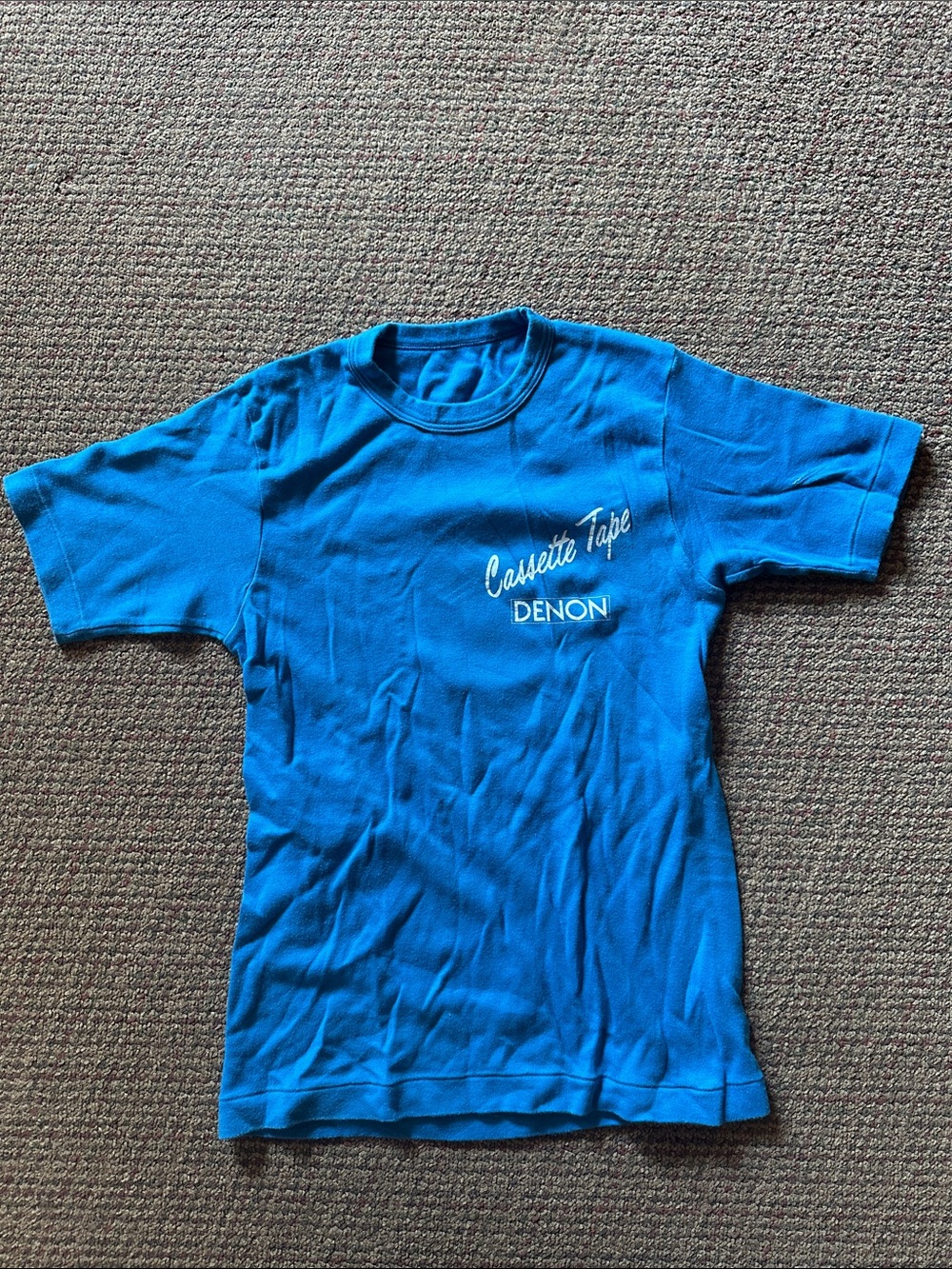 Vintage Denon 'Cassette Tape' Blue Graphic Tee